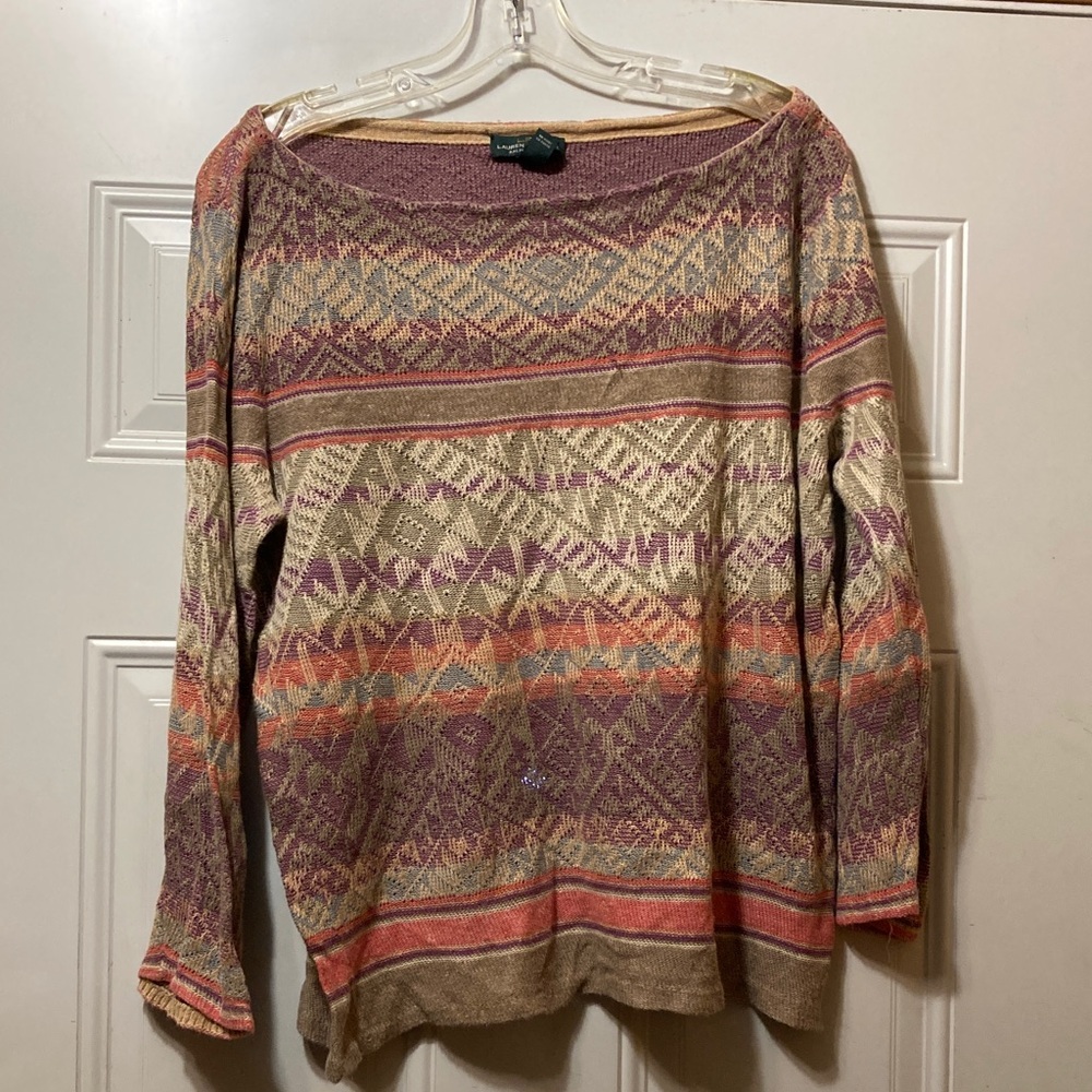 Lauren Jeans Company Women's Multicolor Patterned Sweater L